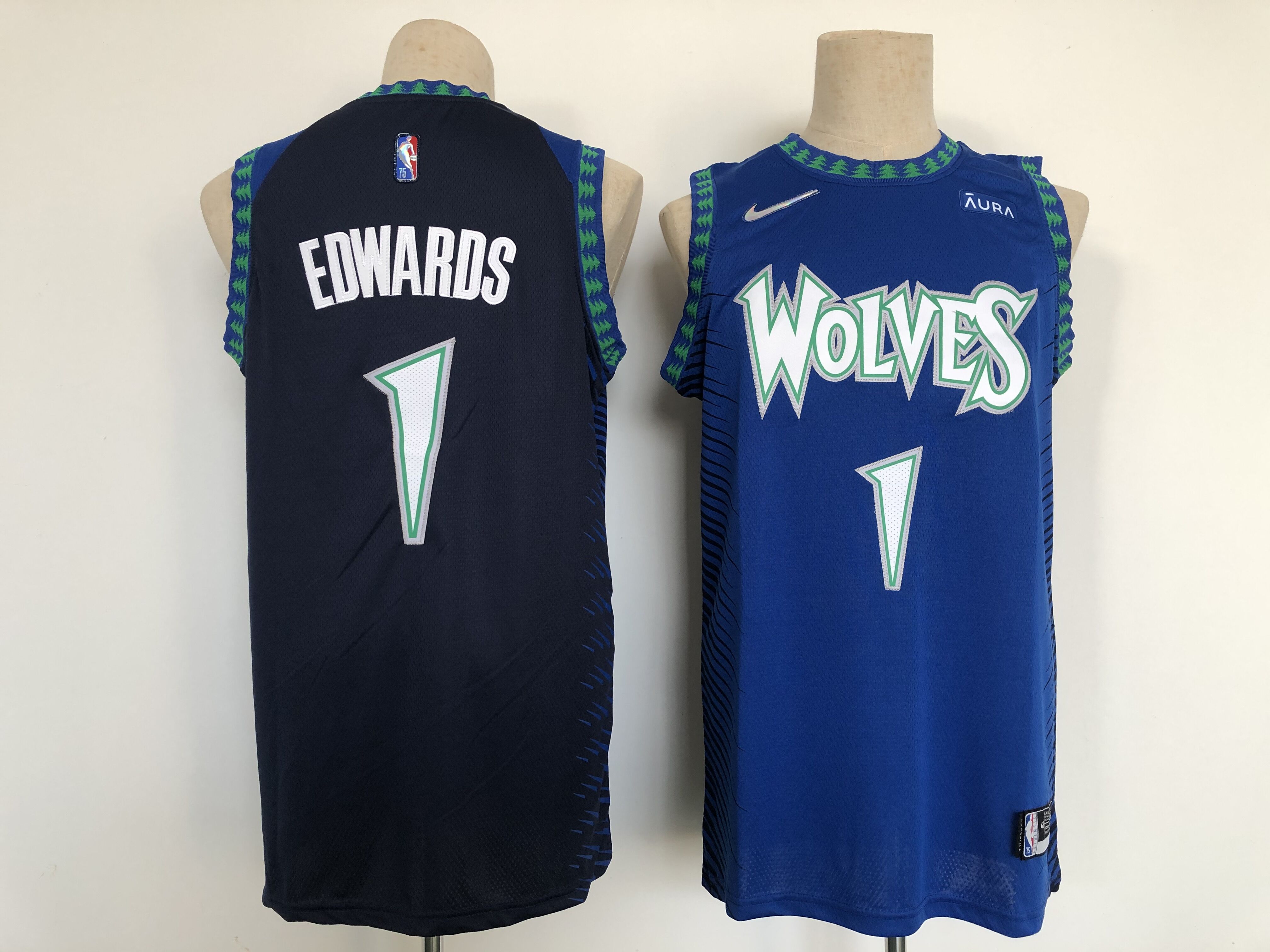 2022 NBA Men Minnesota Timberwolves #1 Edwards blue Nike City Edition Jerseys